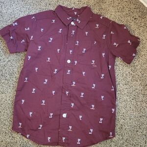 Maroon Owl Button Up Shirt sz 5T